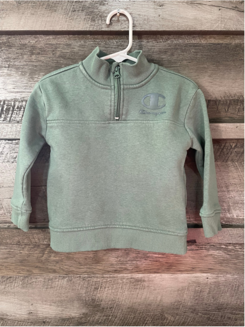 Champion Baby 24 Months Quarter Zip Pullover Embroidered Logo Sweatshirt Green
